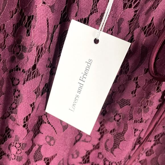 Lovers & Friends Skylight Midi Dress Merlot Wine Lace Up Sleeveless Sz S - Picture 13 of 14